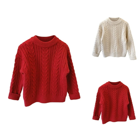 Girls Sweaters Kids Clothes Winter Thick Sweater Bulky Yarn Flower Loose Children's Sweater