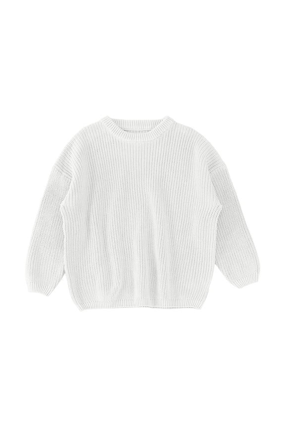 Girls Sweaters,Knit Sweater Round Neck Long Sleeve Cold Weather Fashion Pullover Sweatshirt for Children,Fall Sweaters,Z02 White,9-12 Months