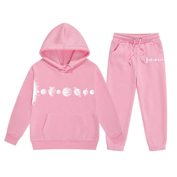 Girls Sweatouts - Reindeer Girls Hoodie Set Children Two Piece Long Sleeve Sweatpants Outfit Cute Winter Clothes (Pink,1-2 Years)