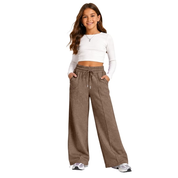 Girls Sweatpants 14-16 Baggy Elastic Waist Wide Leg Pants for Girls Open Bottom Cute Casual Sweat Trousers for Girls with Pockets