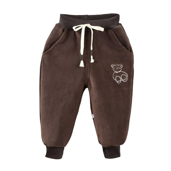 Girls Sweatpants 3T Boy Pants Toddler Girls and Boys Fleece Lined Sweatpants Youth Jogger Pants with Pockets Drawstring Active Clothes for Kids Coffee 3-4 Years