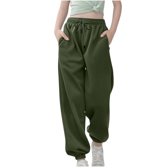 Girls Sweatpants Baggy Drawstring High Waisted Joggers Athletic Track Sport Pant with Pocket
