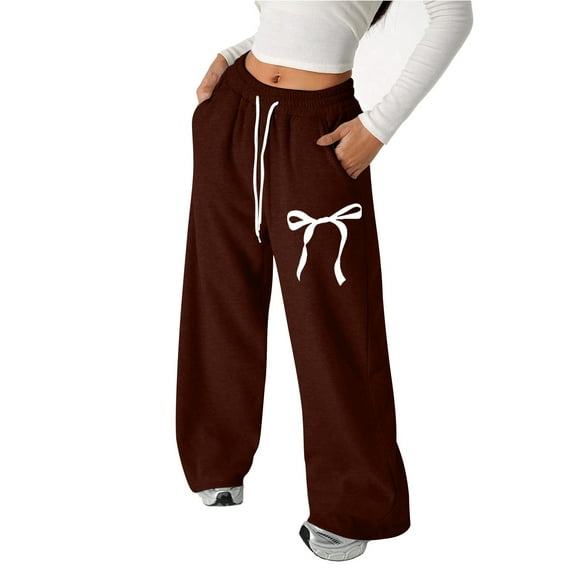 Pants for Girls Back To School Clothes for Teen Girls Girl's Bowknot Baggy Sweatpants Lightweight Straight Leg Athletic Pants With Pockets