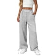 thumbnail image 1 of Girls Sweatpants Kids Drawstring Hem Oversized Pants Teen Girls Wide Leg Baggy Pants Pockets Classic Elastic Waist Trousers, 1 of 7