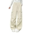 thumbnail image 1 of Girls Sweatpants Casual Loose Wide Leg Cargo Pants Elastic Waist Joggers with Pockets Clothes for Teen Girls Size 5-16, 1 of 5