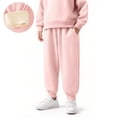 thumbnail image 1 of Girls' Sweatpants Elastic Waist Sports Pocket Pants Solid Color Leg Binding Pants Warm Sweatpants 3-13Y, 1 of 6