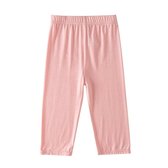 Girls Sweatpants,Girls Athletic Capri Leggings Kids Running Workout Tights Cropped Pants for Play,Girls Pants,Pink,6-7 Years