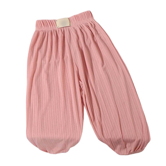 Girls Sweatpants,Ice Silk PantsPants Elastic High Waisted Casual Trousers for Kids Summer Flowy Stretchy Pants,Baggy Sweatpants,Pink,80