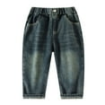 thumbnail image 1 of Girls Sweatpants,Jeans Boys Stretch Denim Loose Fit Comfortable Elastic Waist for School,Toddler Pants,Black,4-5 Years, 1 of 7