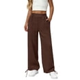 thumbnail image 1 of Girls Sweatpants Kids Drawstring Hem Oversized Pants Teen Girls Wide Leg Baggy Pants Pockets Classic Elastic Waist Trousers, 1 of 7