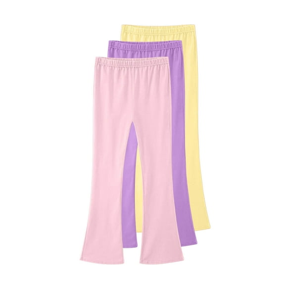 Girls Sweatpants New 3pc Children's Solid Color Bottom Pants for Girls Wearing Casual Leggings Outside for Kids Style B-3 Pinky 6-7 Years