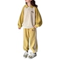 thumbnail image 1 of Girls Sweatpants Set 2 Piece Outfits Quarter Zip Lapel Collar Pullover Kids Sweatshirt Teen Sweatpants Athletic Clothing Set, 1 of 5