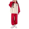 thumbnail image 1 of Girls Sweatpants Set 2 Piece Outfits Quarter Zip Lapel Collar Pullover Kids Sweatshirt Teen Sweatpants Athletic Clothing Set, 1 of 4