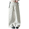 thumbnail image 1 of Girls Sweatpants Size 13-14 Girls' Plaid Wide Leg Pants Loose High Waist Elastic Waist Trousers Trendy Slant Pocket Sweatpants Loose Straight Leg Sweatpants, 1 of 7