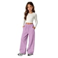 thumbnail image 1 of Girls Sweatpants Size 8, Wide Leg Straight Pants Drawstring Youth Joggers Casual Y2k Preppy Clothes Sweat Pants with Pockets Streetwear Back to School Outfits, 1 of 7
