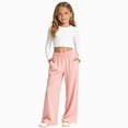 thumbnail image 1 of Girls Sweatpants,Straight Elastic High Waist Baggy Pants Drawstring Wide Leg Pants Pockets 5T 6T 7T 8T 9T 10T 11T 12T 13T 14T Teen Girls Clothes, 1 of 6