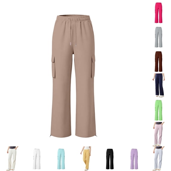 Girls Sweatpants Straight Leg Baggy Drawsting Sweatpants for Boys Kids Khaki Athletic Pants 5-6 Years