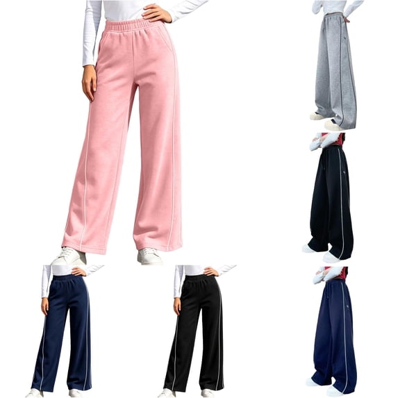 Girls Sweatpants Straight Leg Joggers School Uniform Pants for Girls Kids Pink Athletic Clothes 12-13 Years