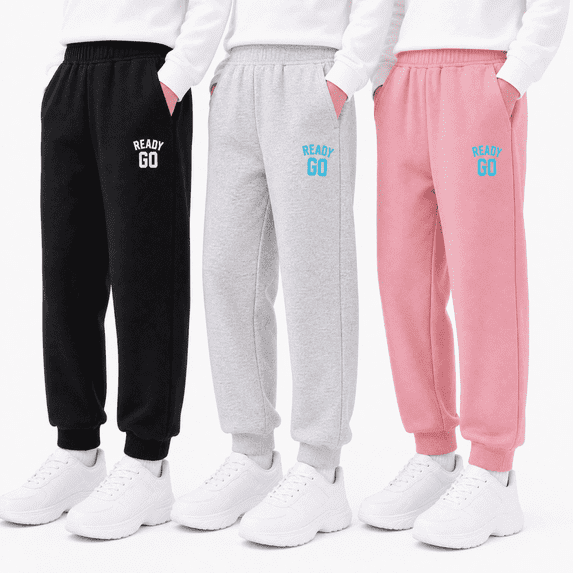 Girls Sweatpants Toddler 3 Pack Athletic Jogger Pants Kids Active School Clothes 2T-14
