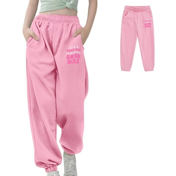 Sweatpants Kids Active Joggers Athletic with Pockets Adjustable Drawstring Basic Boys Pink Joggers Pants 2T