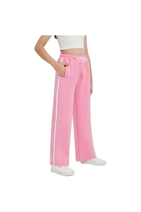 Girls Sweatpants Wide Leg Baggy Teen Sweat Pants Casual with Pockets for Joggers Hop Dance