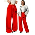 thumbnail image 1 of Girls Sweatpants With Pockets Lightweight Elastic Waist Joggers Pants With Drawstring Summer Running Trousers With Pocket Red, 1 of 6