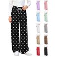 thumbnail image 1 of Girls Sweatpants Zaewscy Girls' Polka Dot Drawstring Elastic Waist Wide Leg Casual Sweatpants Black 14-15 Years, 1 of 7