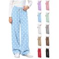 thumbnail image 1 of Girls Sweatpants Zaewscy Girls' Polka Dot Drawstring Elastic Waist Wide Leg Casual Sweatpants Blue 11-12 Years, 1 of 7