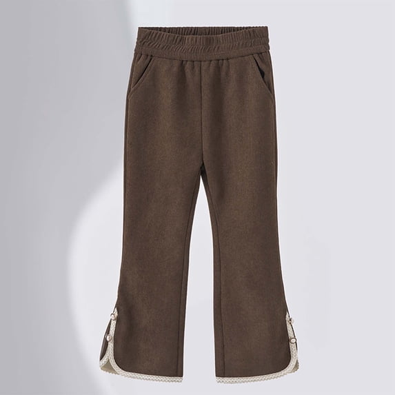 Girls Sweatpants for Casual & Athletic - Kids Flared Pants Bell-Bottom Trousers with Pockets