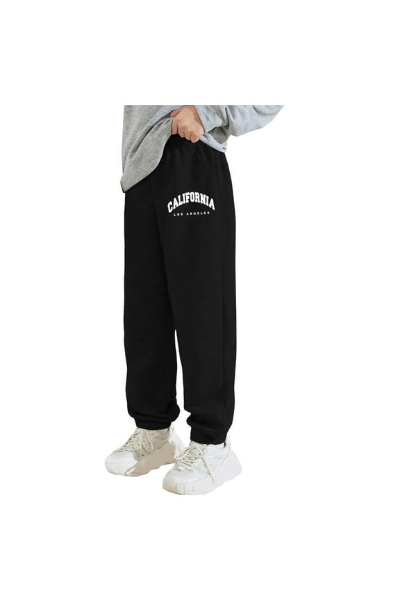 Girls Sweats Boys Sweatpants Size 14-16 Boys' Active Basic Fleece Jogger Pants Kids Casual Pants with Pocket Black 8-10 Years