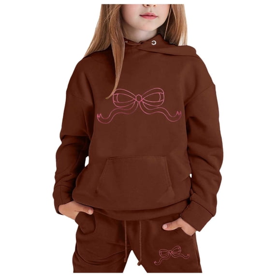 Girls Sweatshirt And Pants Set - Child Toddler Boys Girls Long Sleeve Solid Warm Hoodie Pullover Pants Kids Sweat Suit Outfits Set (Coffee,4-5 Years)