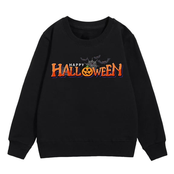 Girls Sweatshirt Autumn and Winter Children's Warm Tops Comfortable Festive Alphabet Pumpkin Printing Casual Wearing