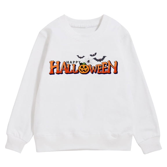 Girls Sweatshirt Autumn and Winter Children's Warm Tops Comfortable Festive Alphabet Pumpkin Printing Casual Wearing