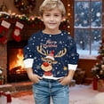 thumbnail image 1 of Girls Sweatshirt Boys Girls Christmas Reindeer Crew Neck Long Sleeve Hoodless Sweatshirt Navy 5-6 Years, 1 of 4