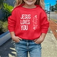 thumbnail image 1 of Girls Sweatshirt Boys Girls Printed Crew Neck Sweatshirt Long Sleeve Casual Hoodless Top Red 3-4 Years, 1 of 4