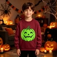 thumbnail image 1 of Girls Sweatshirt Boys Glow Halloween Print Fleece Hoodless Long Sleeve Pullover Red 7-8 Years, 1 of 4