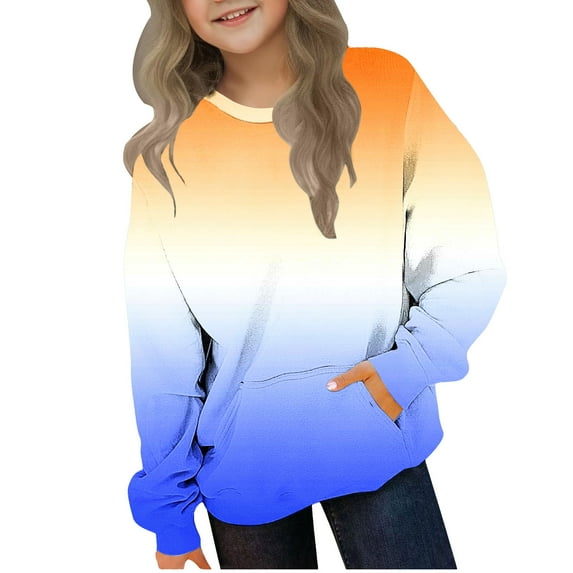Girls Sweatshirt Casaul Cute Color Block Long Sleeve Crewneck Pullover Sweatshirts Kids Loose Comfy Fall Outfits 2-12 Years