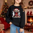thumbnail image 1 of Girls Sweatshirt Childrens Christmas Tree Graphic Pocket Crew Neck Pullover Hoodless Top Black 3-4 Years, 1 of 4