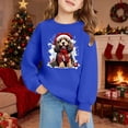 thumbnail image 1 of Girls Sweatshirt Childrens Christmas Tree Graphic Pocket Crew Neck Pullover Hoodless Top Blue 3-4 Years, 1 of 4