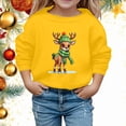 thumbnail image 1 of Girls Sweatshirt Childrens Reindeer Snowflake Crew Neck Long Sleeve Hoodless Top Yellow 5-6 Years, 1 of 4