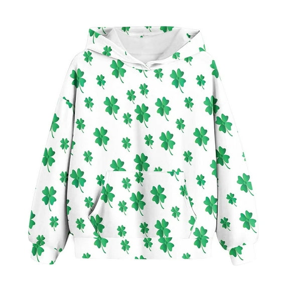 Girls Sweatshirt Crewneck Oversized Pullover Cotton Clothes Printed Long Sleeves Tops Casual Fleece Sweater with Pocket Fall Winter Warm Sweatshirts Kids Hoodies