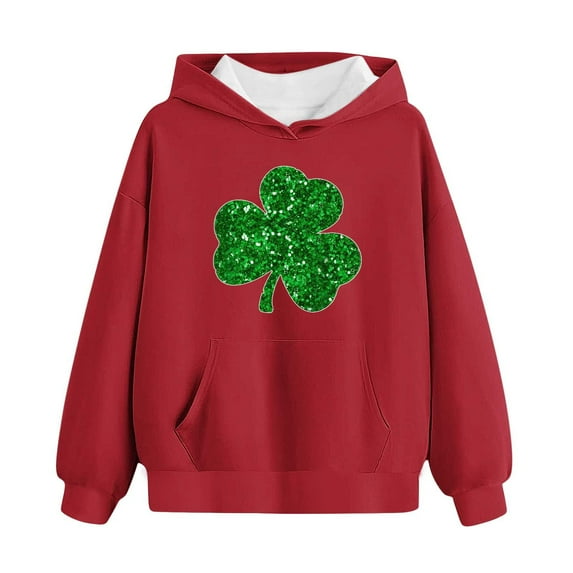 Girls Sweatshirt Crewneck Oversized Pullover Cotton Clothes Printed Long Sleeves Tops Casual Fleece Sweater with Pocket Fall Winter Warm Sweatshirts Kids Hoodies