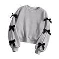 thumbnail image 1 of Girls Sweatshirt Cute Bow Tie Crewneck Pullover Tops Color: Grey Size: 13-14 years, 1 of 8