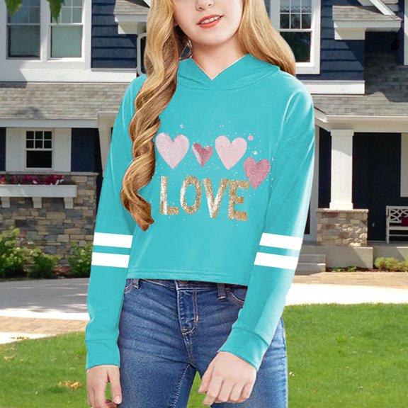 Girls Sweatshirt Cotton Hoodies Cute Pattern Print Baggy Printed Sweatshirts Tops Pocket Pullover Hoodies Long Sleeve Graphic Top Hoodie for Girls