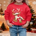 thumbnail image 1 of Girls Sweatshirt Girls Festive Print Crew Neck Sweatshirt Long Sleeve Pullover Hoodless Top Red 6-7 Years, 1 of 4