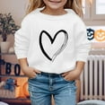 thumbnail image 1 of Girls Sweatshirt Girls Heart Print Crew Neck Hoodless Sweatshirt Long Sleeve Casual Pullover White, 1 of 4