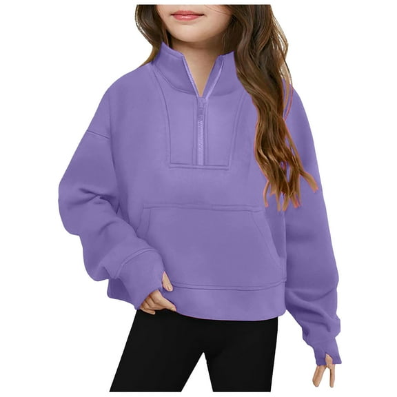 Girls Sweatshirt Half Zip Hoodie Pullover Sweatshirts for Teen Girls Fall Winter Clothes Thumb Hole Spring Shirt Coat Solid