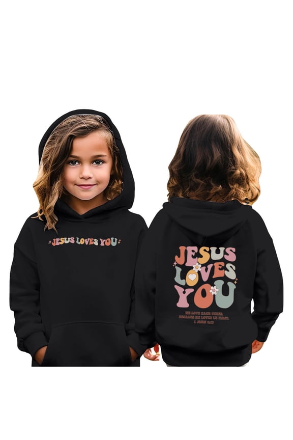Girls Sweatshirt,Hoodie Long Sleeve Cute Oversized Pocket Casual Pullover Sweatshirt for Play,Sweatshirts for Girls,Black,4-5 Years