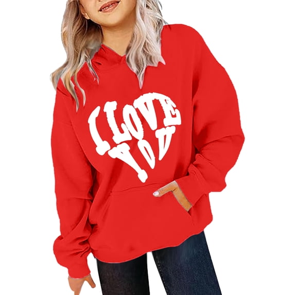 Girls Sweatshirt,Hoodie Soft Long Sleeve Graphic Print Cute Comfortable Pullover for Children,Girls Sweatshirts,Red,4-5 Years