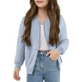 thumbnail image 1 of Girls Sweatshirt Jackets Kids Cable Knit Zip up Cardigan Long Sleeve Crewneck Jacket Sports Casual Coat Trendy Outfits Gray 5Y, 1 of 7